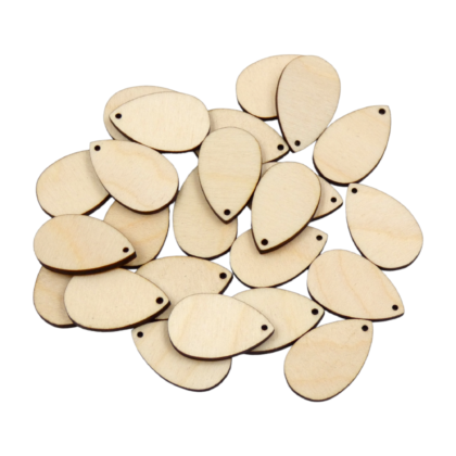Teardrop Earring Charms 1.15" Tall - Set of 25 Unfinished Birch Wood