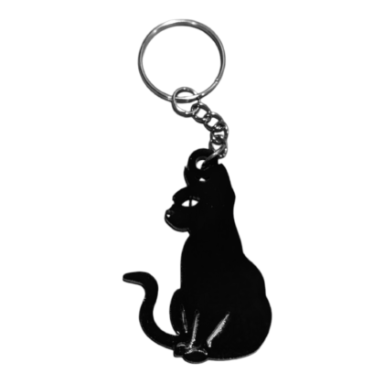 Seated Black Cat Keychain